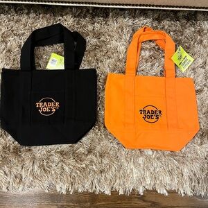 NWT Bundle Trader Joe's Black and Orange Mini Tote Bags